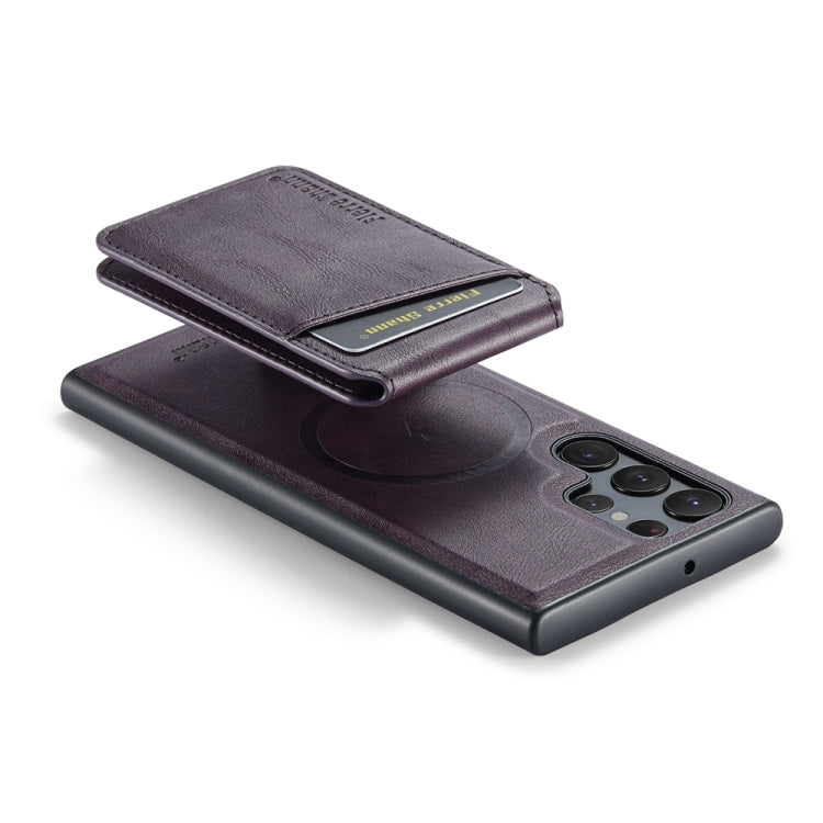 For Samsung Galaxy S23 Ultra 5G Fierre Shann Cowhide Vertical Flip Magnetic Card Holder Phone Case