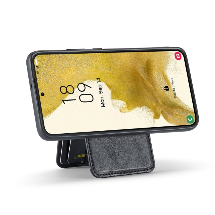 For Samsung Galaxy S22 5G Fierre Shann Cowhide Vertical Flip Magnetic Card Holder Phone Case