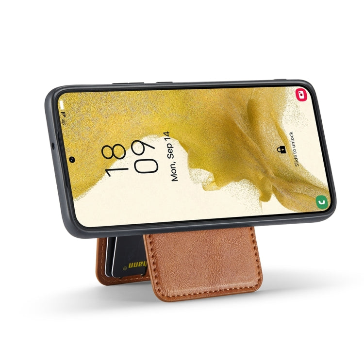 For Samsung Galaxy S22 5G Fierre Shann Cowhide Vertical Flip Magnetic Card Holder Phone Case