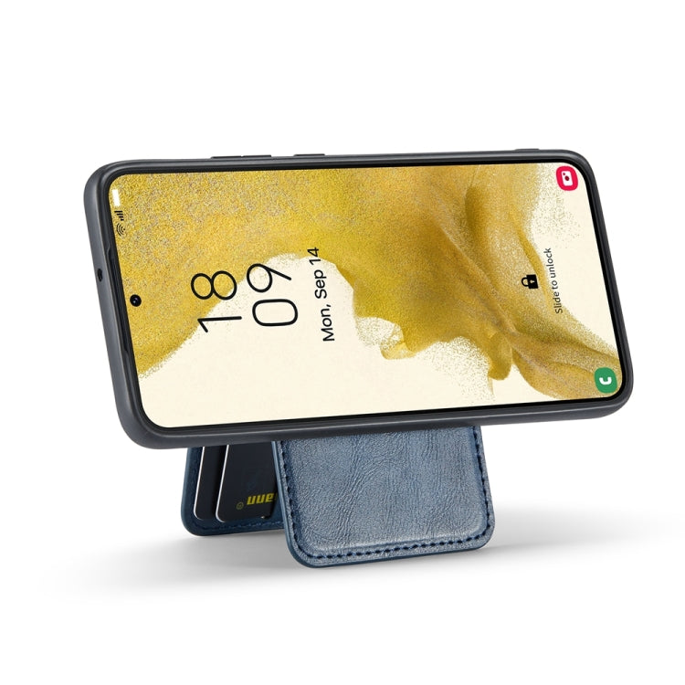 For Samsung Galaxy S22 5G Fierre Shann Cowhide Vertical Flip Magnetic Card Holder Phone Case