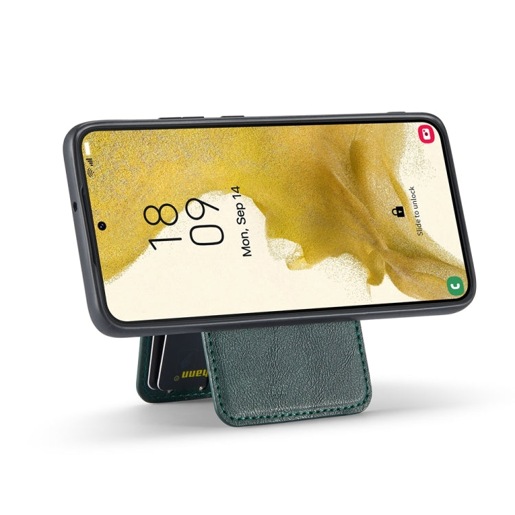 For Samsung Galaxy S22 5G Fierre Shann Cowhide Vertical Flip Magnetic Card Holder Phone Case