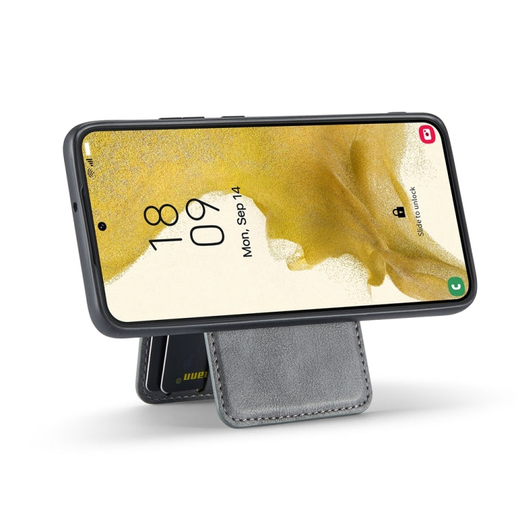 For Samsung Galaxy S22 5G Fierre Shann Cowhide Vertical Flip Magnetic Card Holder Phone Case