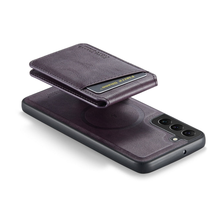 For Samsung Galaxy S22 5G Fierre Shann Cowhide Vertical Flip Magnetic Card Holder Phone Case