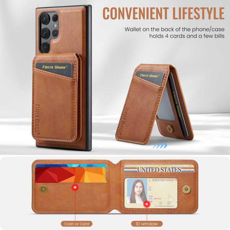For Samsung Galaxy S25 Ultra 5G Fierre Shann Cowhide Vertical Flip Magnetic Card Holder Phone Case