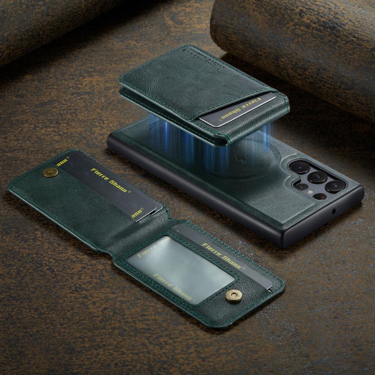 For Samsung Galaxy S25 Ultra 5G Fierre Shann Cowhide Vertical Flip Magnetic Card Holder Phone Case