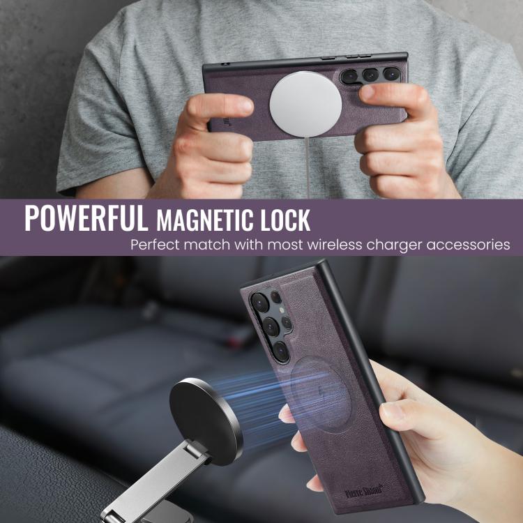 For Samsung Galaxy S25 Ultra 5G Fierre Shann Cowhide Vertical Flip Magnetic Card Holder Phone Case