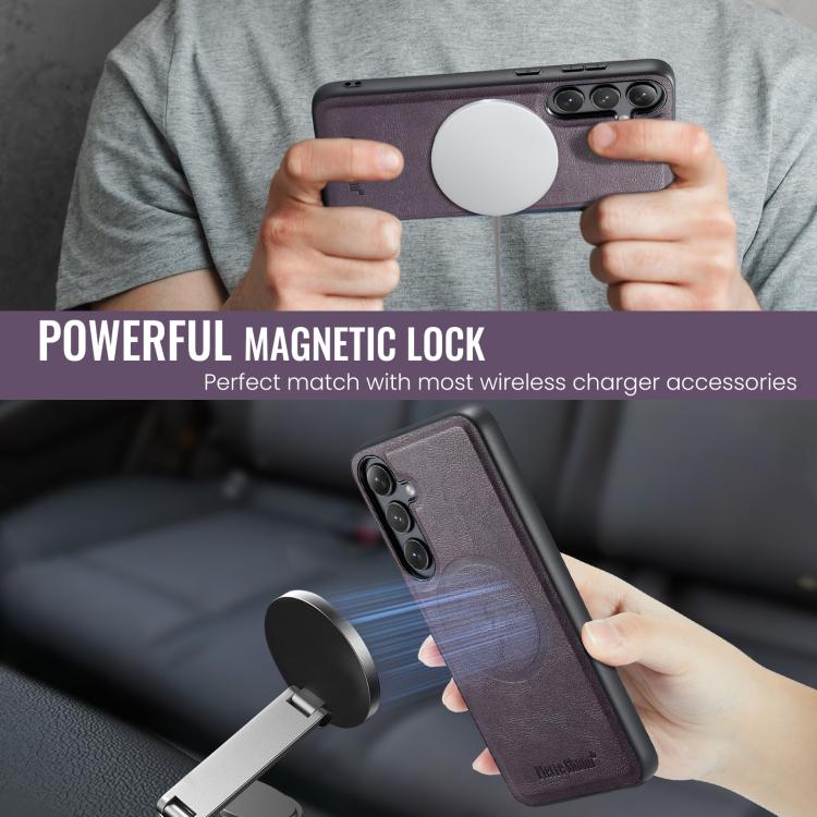 For Samsung Galaxy S25 5G Fierre Shann Cowhide Vertical Flip Magnetic Card Holder Phone Case