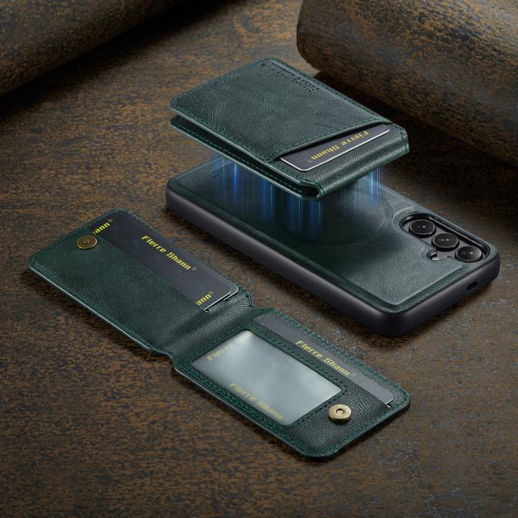 For Samsung Galaxy S24 FE 5G Fierre Shann Cowhide Vertical Flip Magnetic Card Holder Phone Case