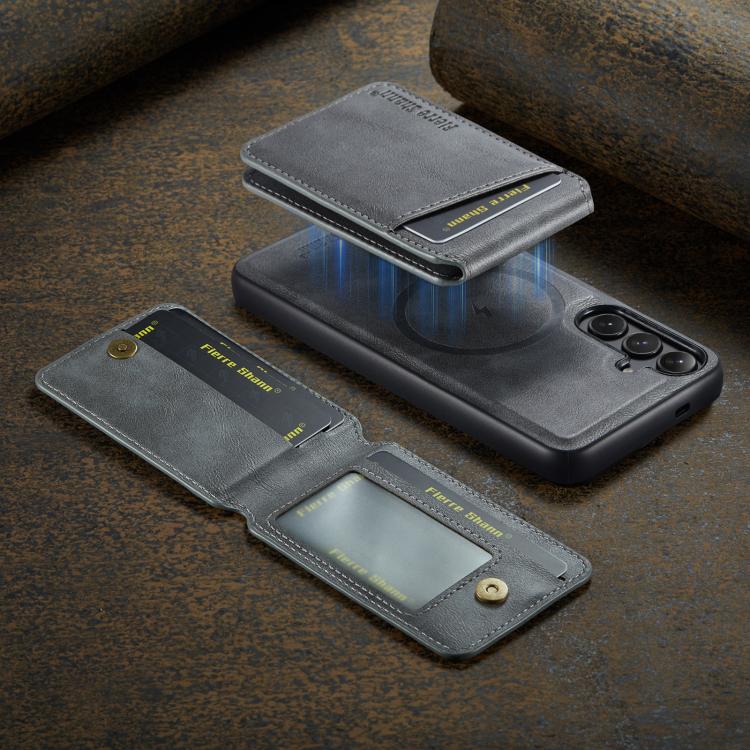 For Samsung Galaxy S24 FE 5G Fierre Shann Cowhide Vertical Flip Magnetic Card Holder Phone Case