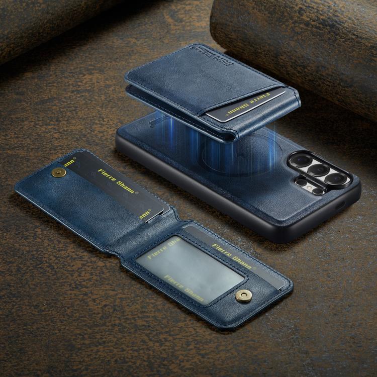 For Samsung Galaxy S26 Ultra 5G Fierre Shann Cowhide Vertical Flip Magnetic Card Holder Phone Case