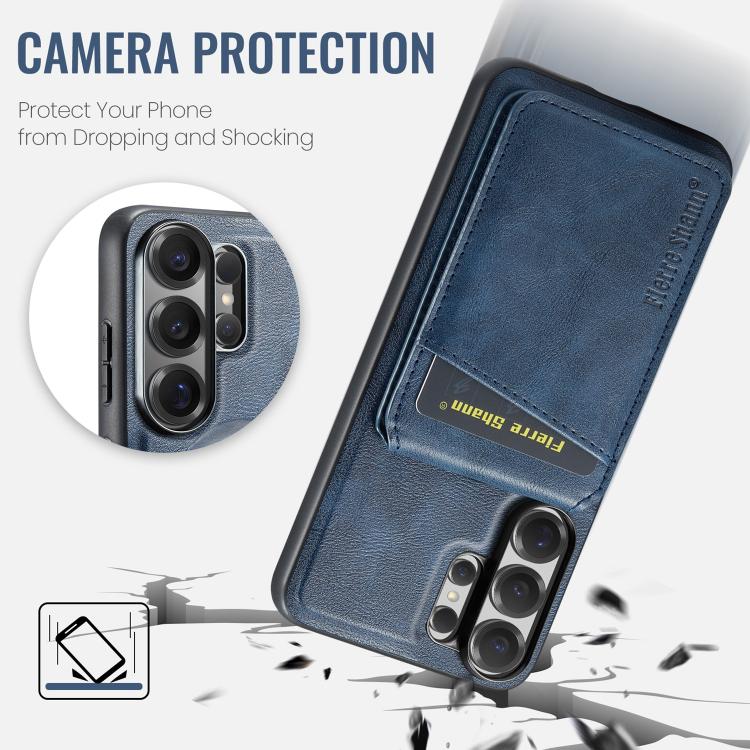 For Samsung Galaxy S26 Ultra 5G Fierre Shann Cowhide Vertical Flip Magnetic Card Holder Phone Case