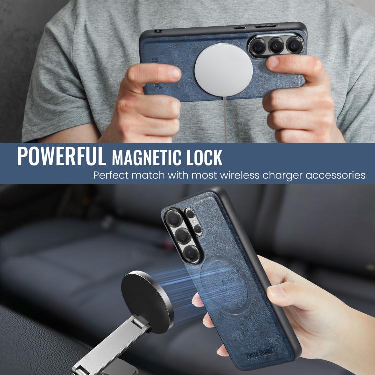 For Samsung Galaxy S26 Ultra 5G Fierre Shann Cowhide Vertical Flip Magnetic Card Holder Phone Case