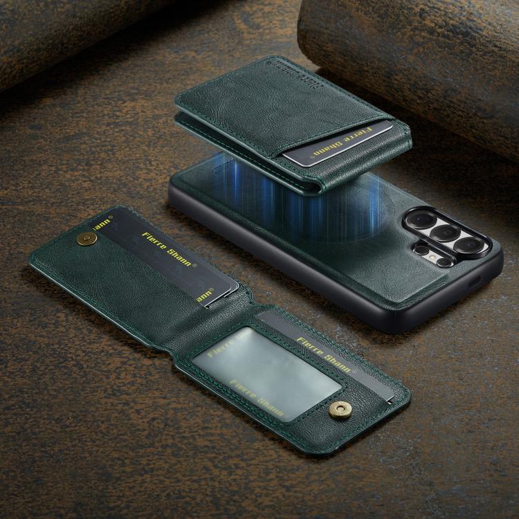 For Samsung Galaxy S26 Ultra 5G Fierre Shann Cowhide Vertical Flip Magnetic Card Holder Phone Case