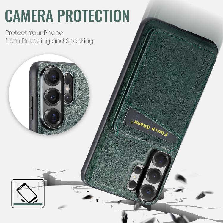 For Samsung Galaxy S26 Ultra 5G Fierre Shann Cowhide Vertical Flip Magnetic Card Holder Phone Case
