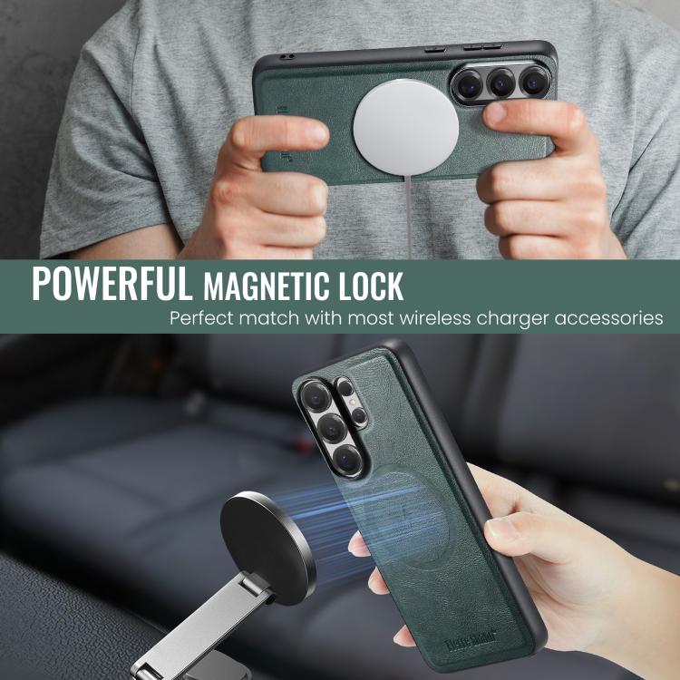 For Samsung Galaxy S26 Ultra 5G Fierre Shann Cowhide Vertical Flip Magnetic Card Holder Phone Case