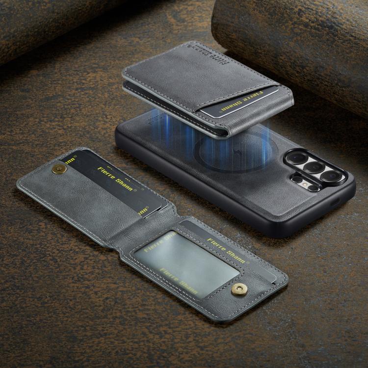 For Samsung Galaxy S26 Ultra 5G Fierre Shann Cowhide Vertical Flip Magnetic Card Holder Phone Case