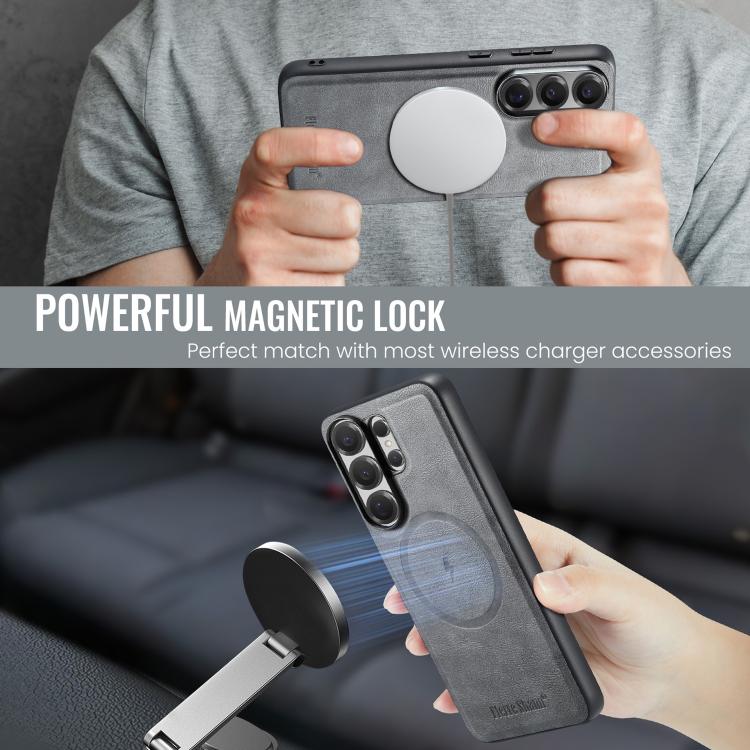 For Samsung Galaxy S26 Ultra 5G Fierre Shann Cowhide Vertical Flip Magnetic Card Holder Phone Case