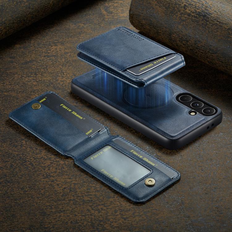 For Samsung Galaxy S26 5G Fierre Shann Cowhide Vertical Flip Magnetic Card Holder Phone Case