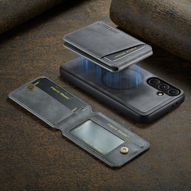 For Samsung Galaxy S26 5G Fierre Shann Cowhide Vertical Flip Magnetic Card Holder Phone Case