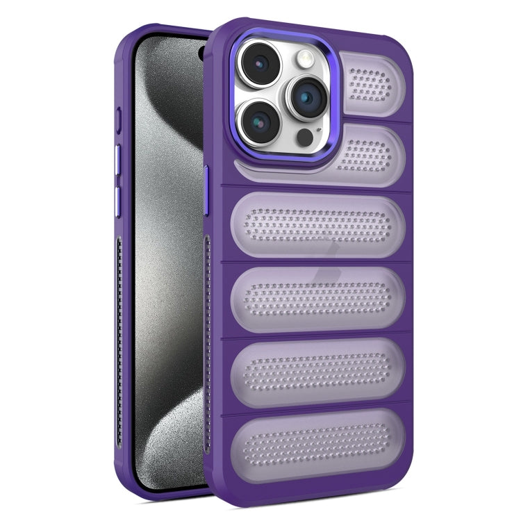 For iPhone 15 Pro Max Cooling Armor Translucent Mesh Breathable Phone Case