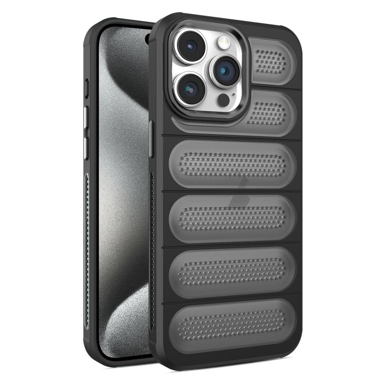 For iPhone 15 Pro Max Cooling Armor Translucent Mesh Breathable Phone Case