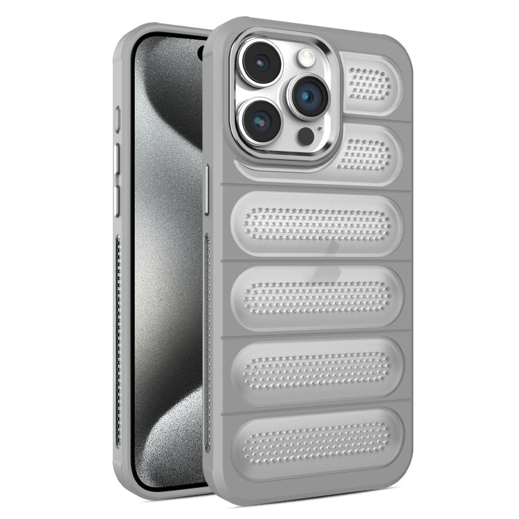 For iPhone 15 Pro Max Cooling Armor Translucent Mesh Breathable Phone Case