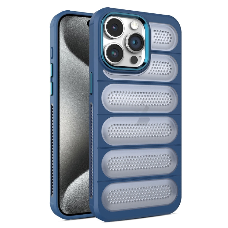 For iPhone 15 Pro Cooling Armor Translucent Mesh Breathable Phone Case