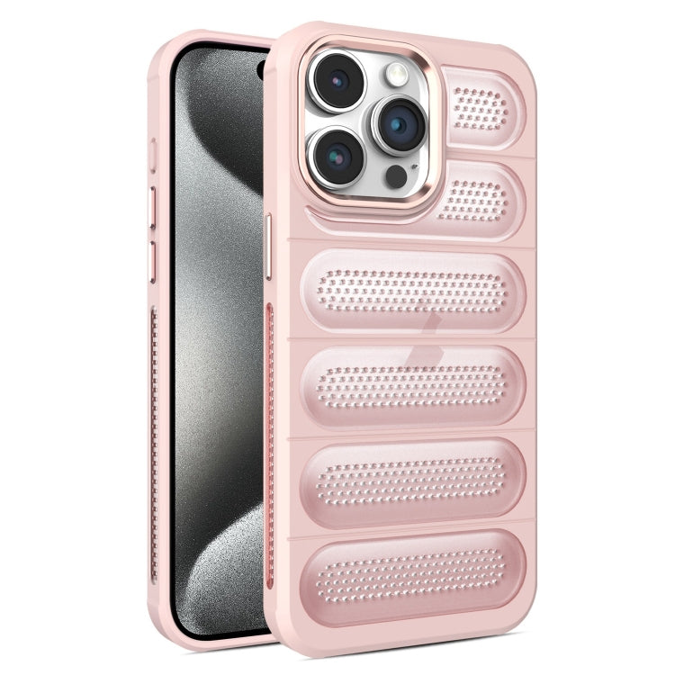 For iPhone 15 Pro Cooling Armor Translucent Mesh Breathable Phone Case