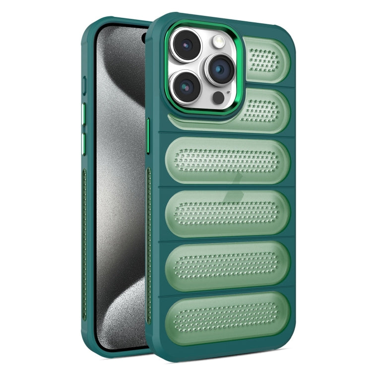 For iPhone 15 Pro Cooling Armor Translucent Mesh Breathable Phone Case
