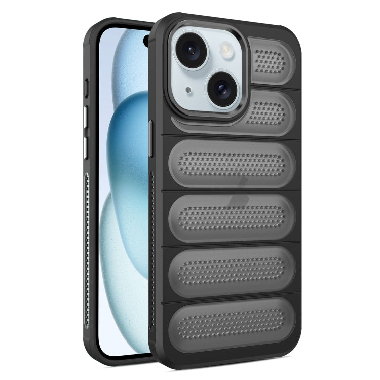 For iPhone 15 Plus Cooling Armor Translucent Mesh Breathable Phone Case