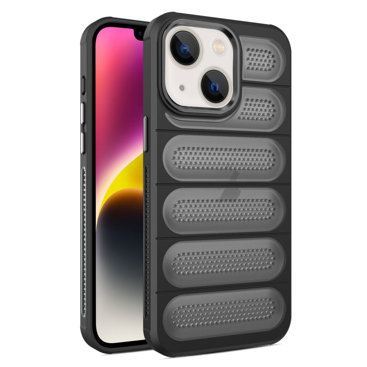 For iPhone 14 Plus Cooling Armor Translucent Mesh Breathable Phone Case