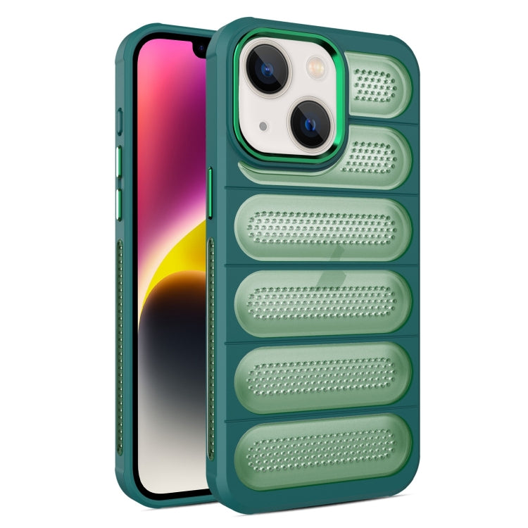 For iPhone 14 Cooling Armor Translucent Mesh Breathable Phone Case