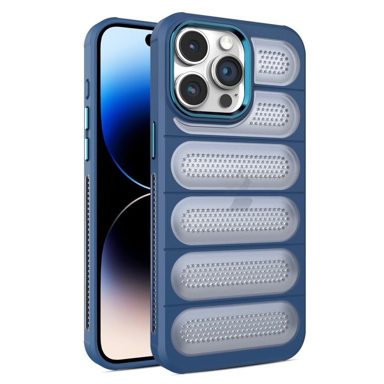 For iPhone 14 Pro Cooling Armor Translucent Mesh Breathable Phone Case