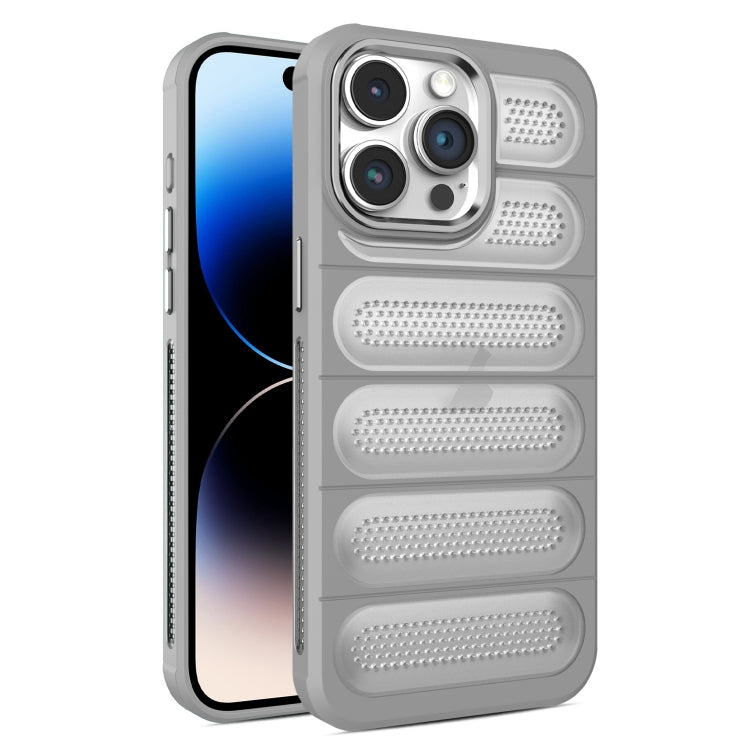 For iPhone 14 Pro Cooling Armor Translucent Mesh Breathable Phone Case