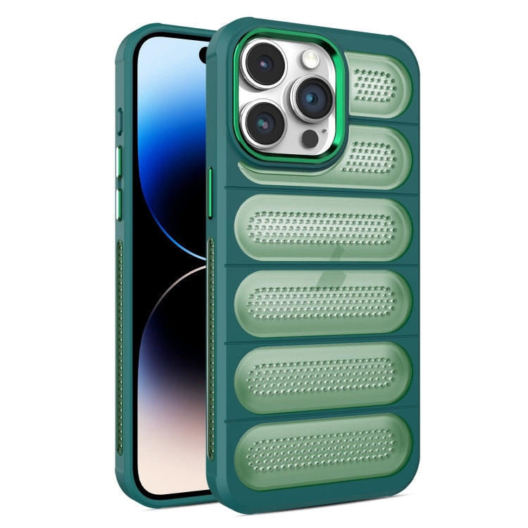 For iPhone 14 Pro Cooling Armor Translucent Mesh Breathable Phone Case