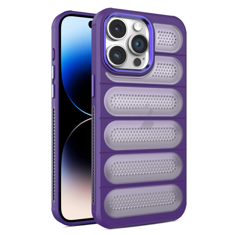 For iPhone 14 Pro Max Cooling Armor Translucent Mesh Breathable Phone Case