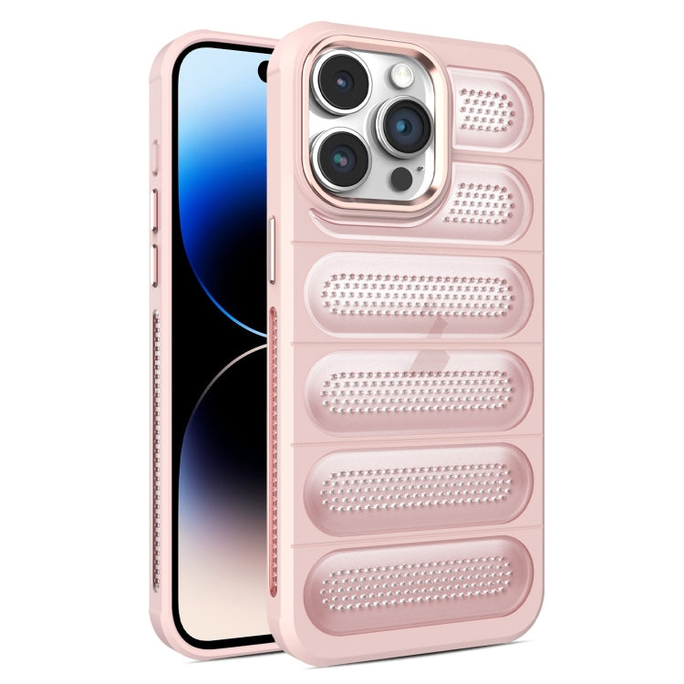 For iPhone 14 Pro Max Cooling Armor Translucent Mesh Breathable Phone Case