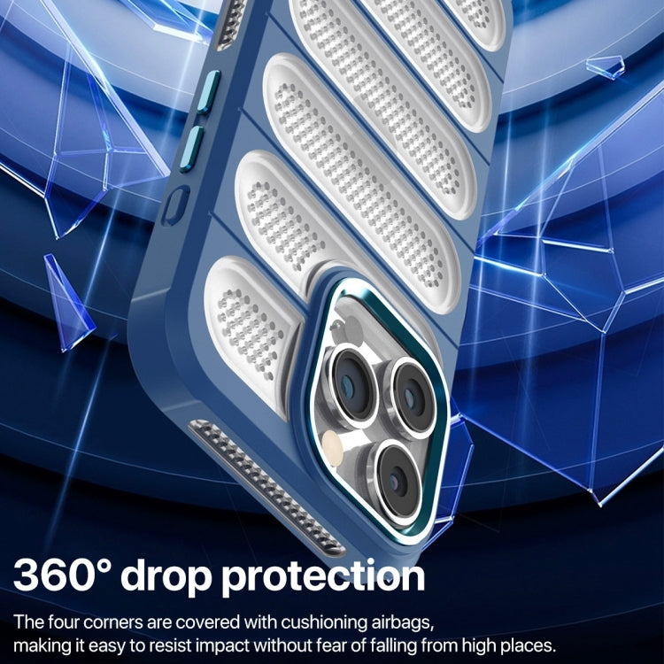 For iPhone 13 Pro Max Cooling Armor Translucent Mesh Breathable Phone Case