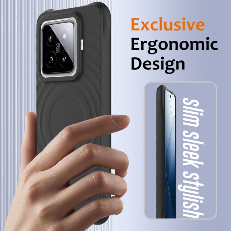 For Xiaomi 14 Pro Wave Texture MagSafe Magnetic Liquid Silicone Phone Case