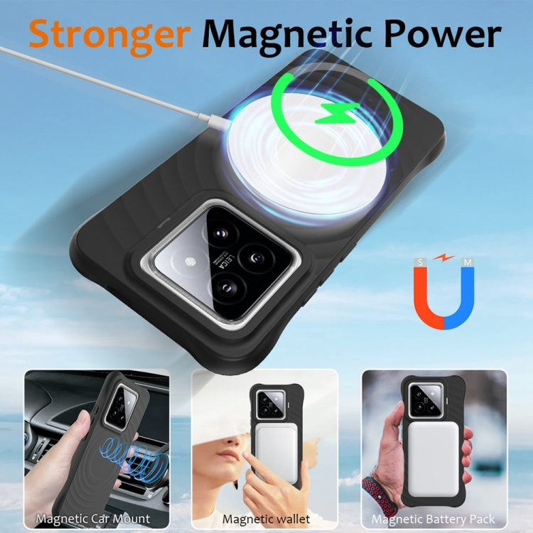 For Xiaomi 14 Pro Wave Texture MagSafe Magnetic Liquid Silicone Phone Case