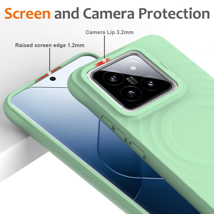 For Xiaomi 14 Pro Wave Texture MagSafe Magnetic Liquid Silicone Phone Case