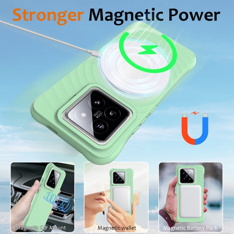 For Xiaomi 14 Pro Wave Texture MagSafe Magnetic Liquid Silicone Phone Case