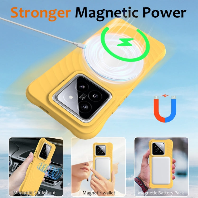 For Xiaomi 14 Pro Wave Texture MagSafe Magnetic Liquid Silicone Phone Case