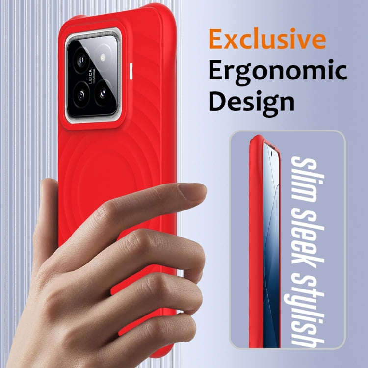 For Xiaomi 14 Pro Wave Texture MagSafe Magnetic Liquid Silicone Phone Case