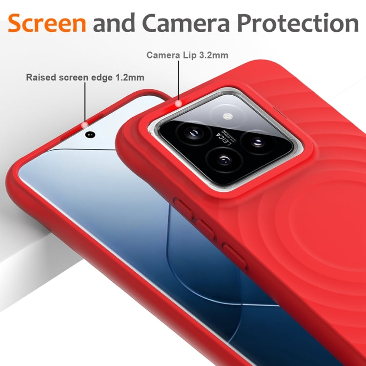 For Xiaomi 14 Pro Wave Texture MagSafe Magnetic Liquid Silicone Phone Case