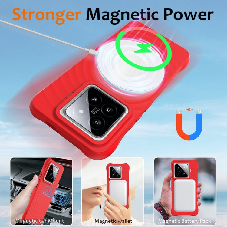 For Xiaomi 14 Pro Wave Texture MagSafe Magnetic Liquid Silicone Phone Case