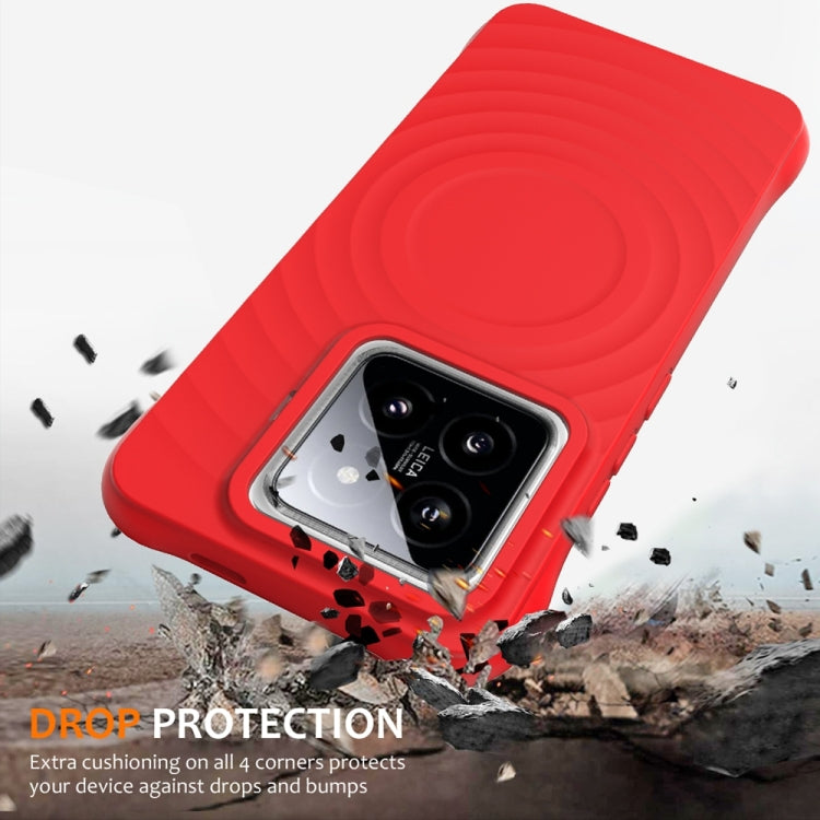 For Xiaomi 14 Pro Wave Texture MagSafe Magnetic Liquid Silicone Phone Case