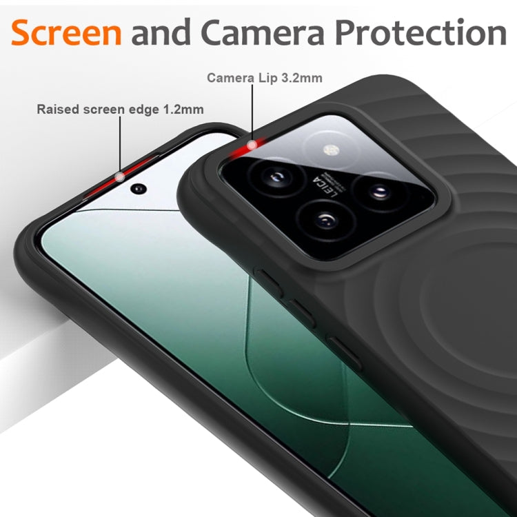 For Xiaomi 14 Wave Texture MagSafe Magnetic Liquid Silicone Phone Case