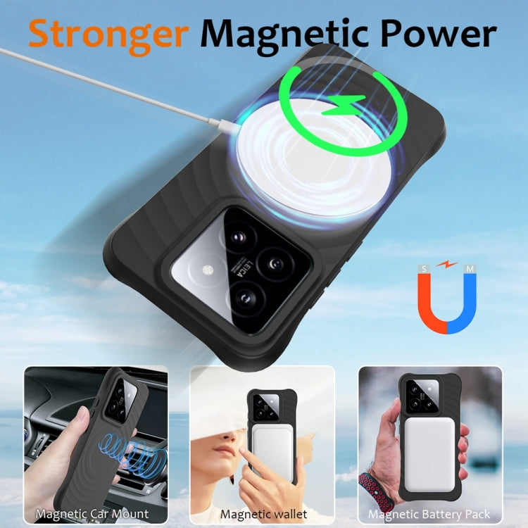 For Xiaomi 14 Wave Texture MagSafe Magnetic Liquid Silicone Phone Case
