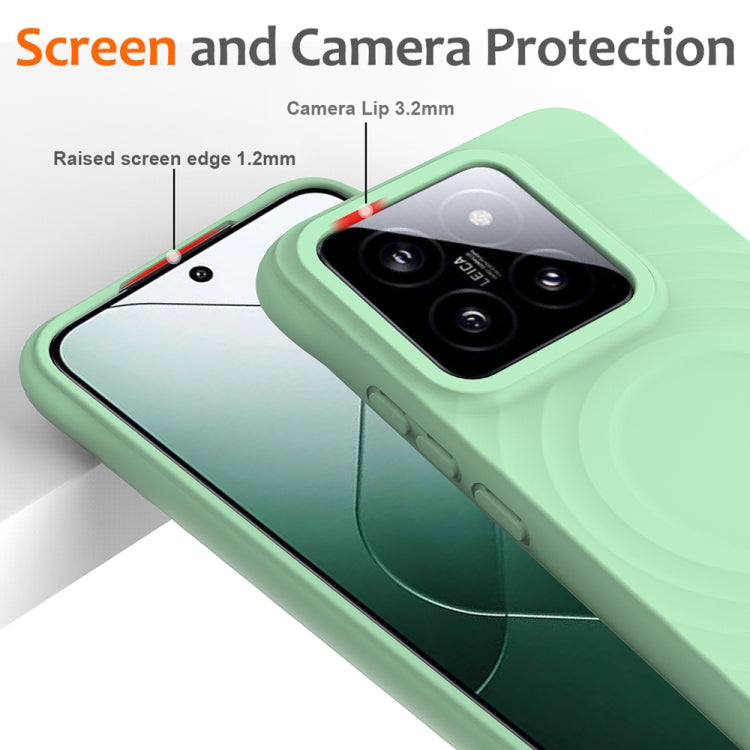For Xiaomi 14 Wave Texture MagSafe Magnetic Liquid Silicone Phone Case